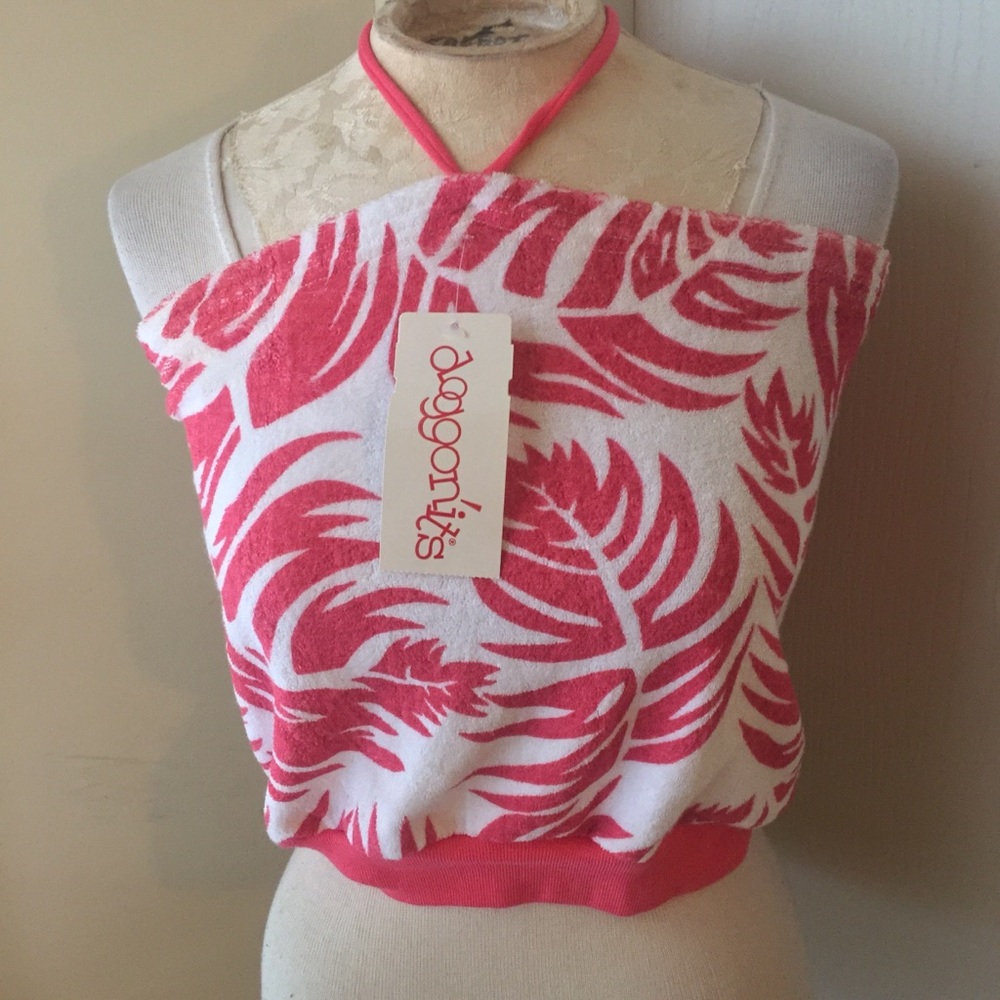 VTG Deadstock peach palm leaf halter